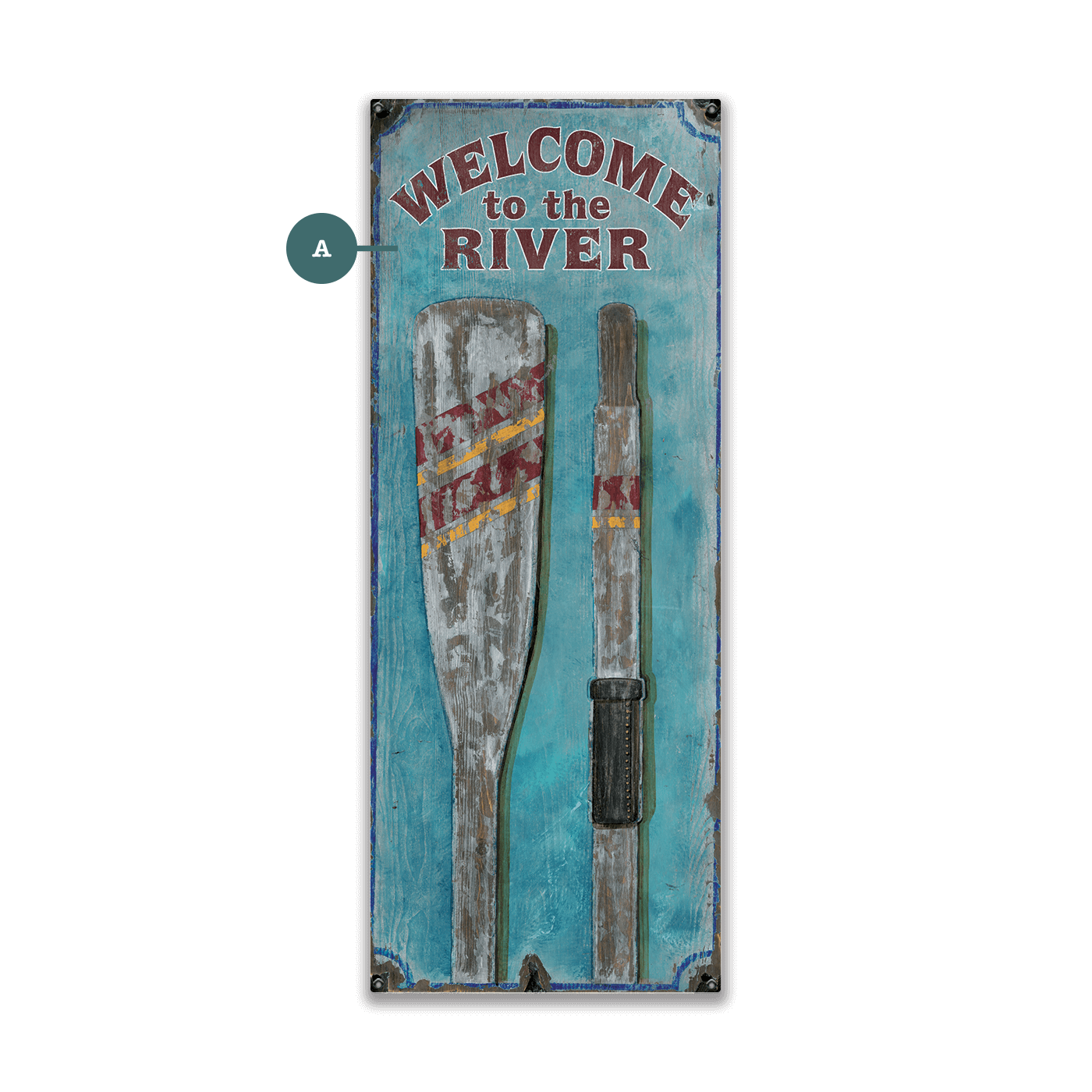 Lake Welcome with Oars - Wood & Metal Wall Art
