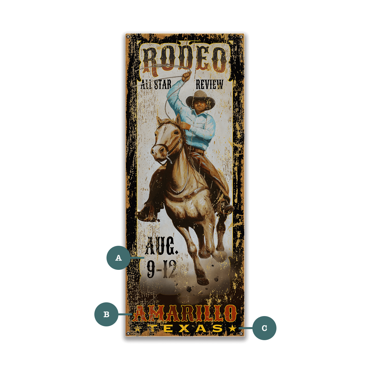 All Star Review Rodeo - Wood & Metal Wall Art