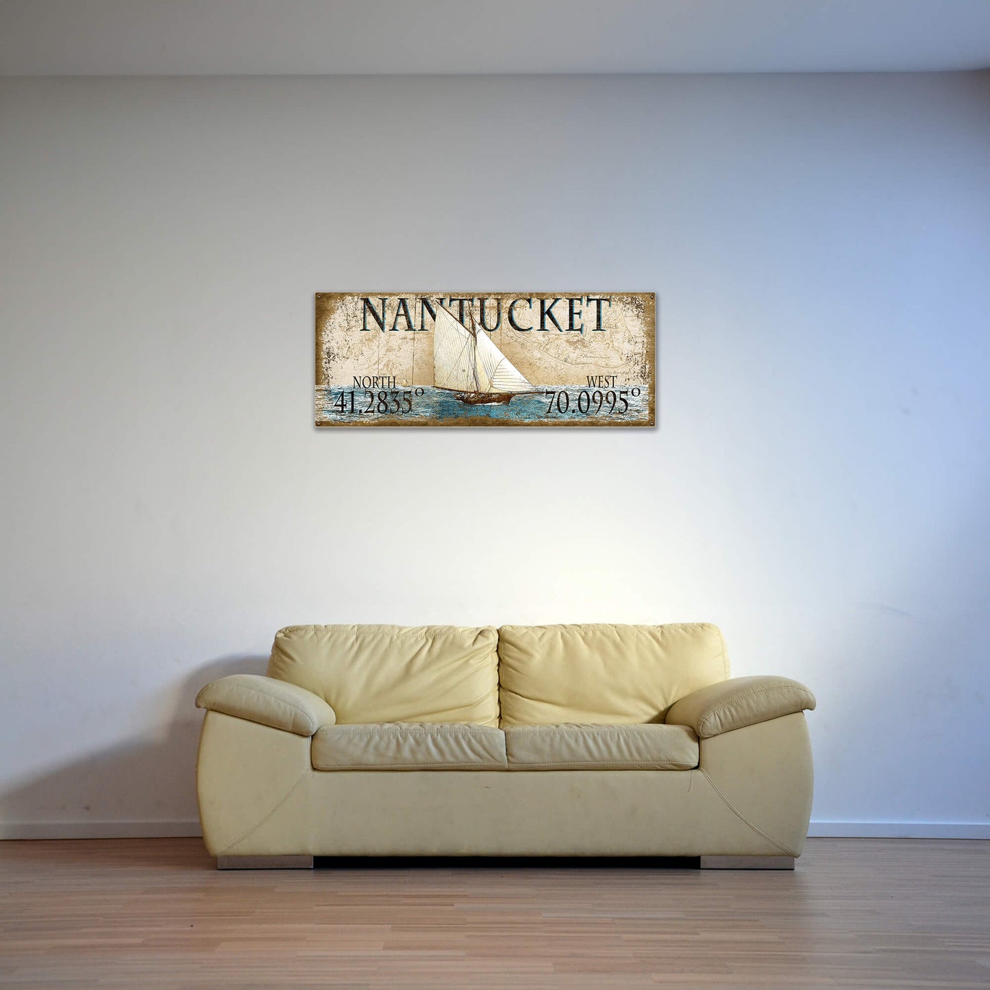 Vintage Sailboat Latitude - Wood & Metal Wall Art