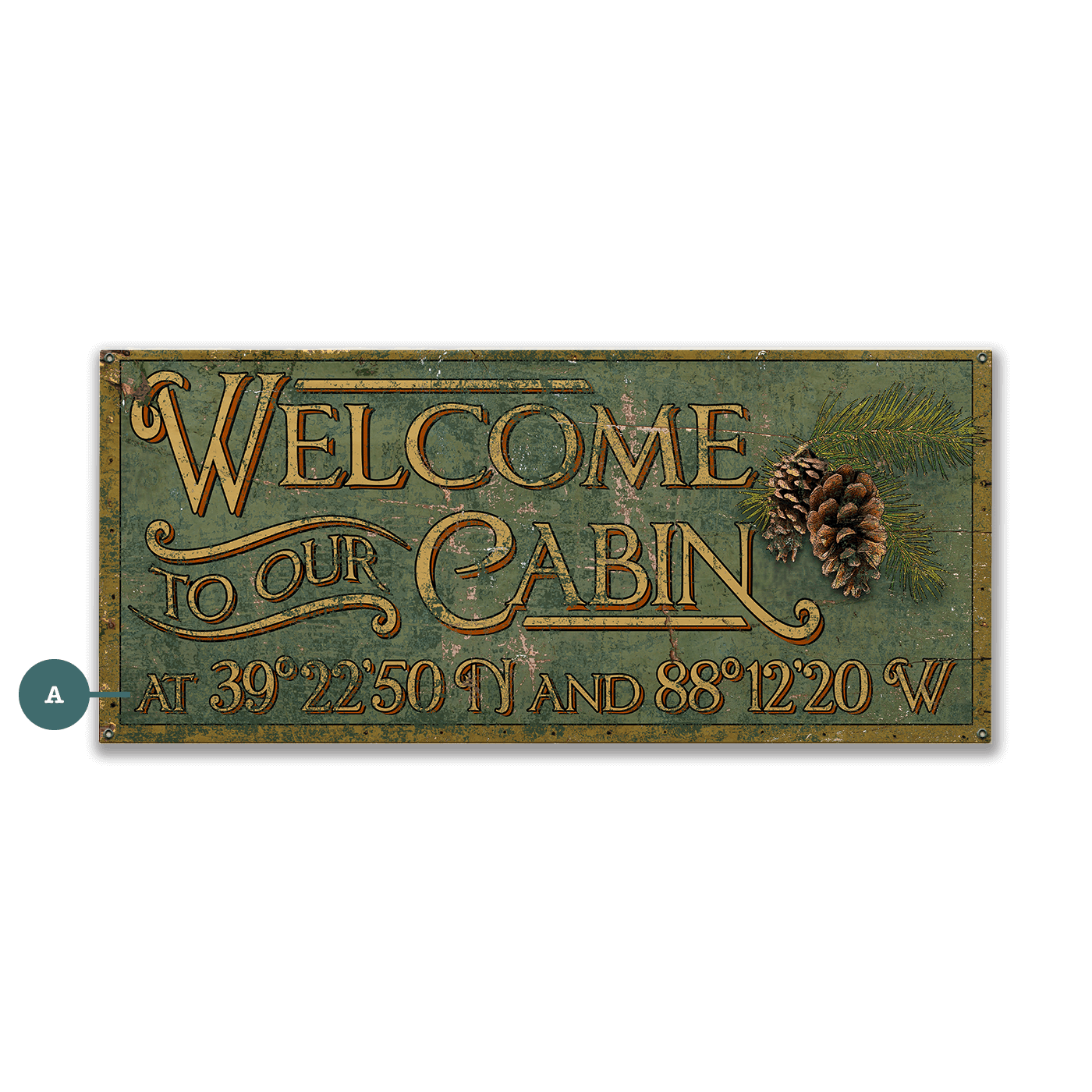 Cabin Welcome with Coordinates - Wood & Metal Wall Art