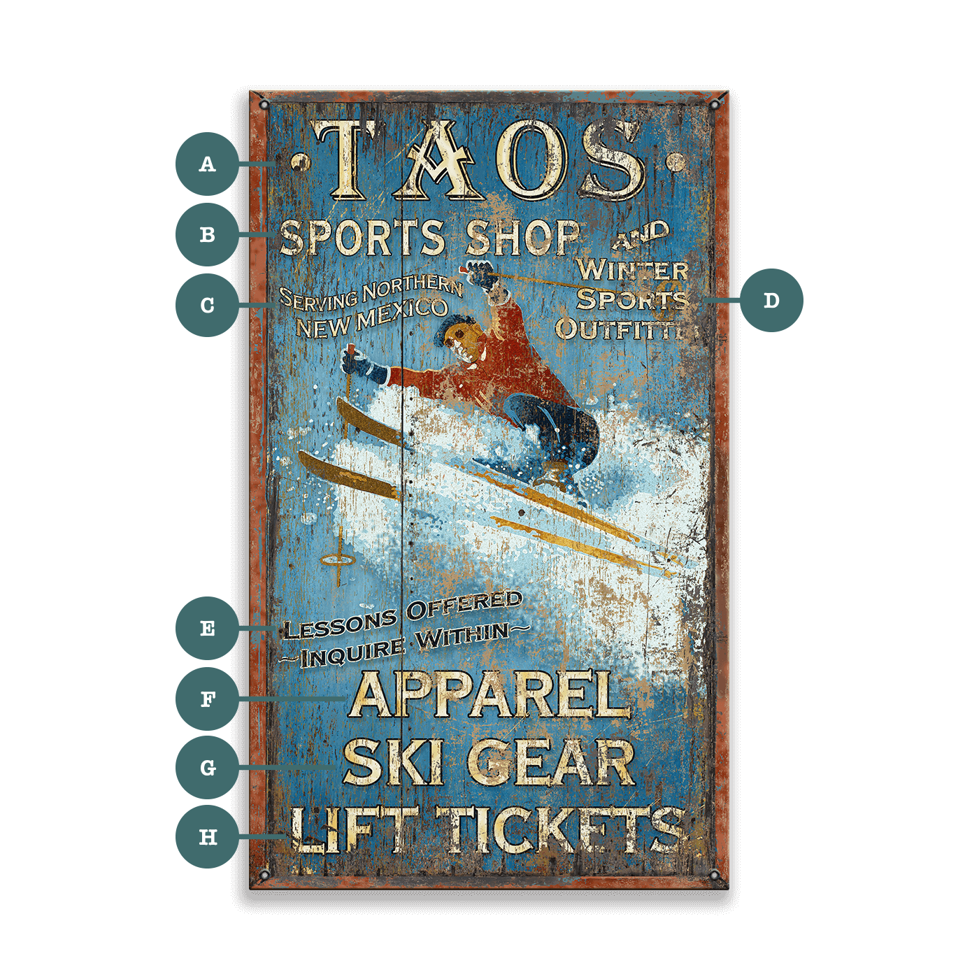 Winter Sports Shop - Wood & Metal Wall Art