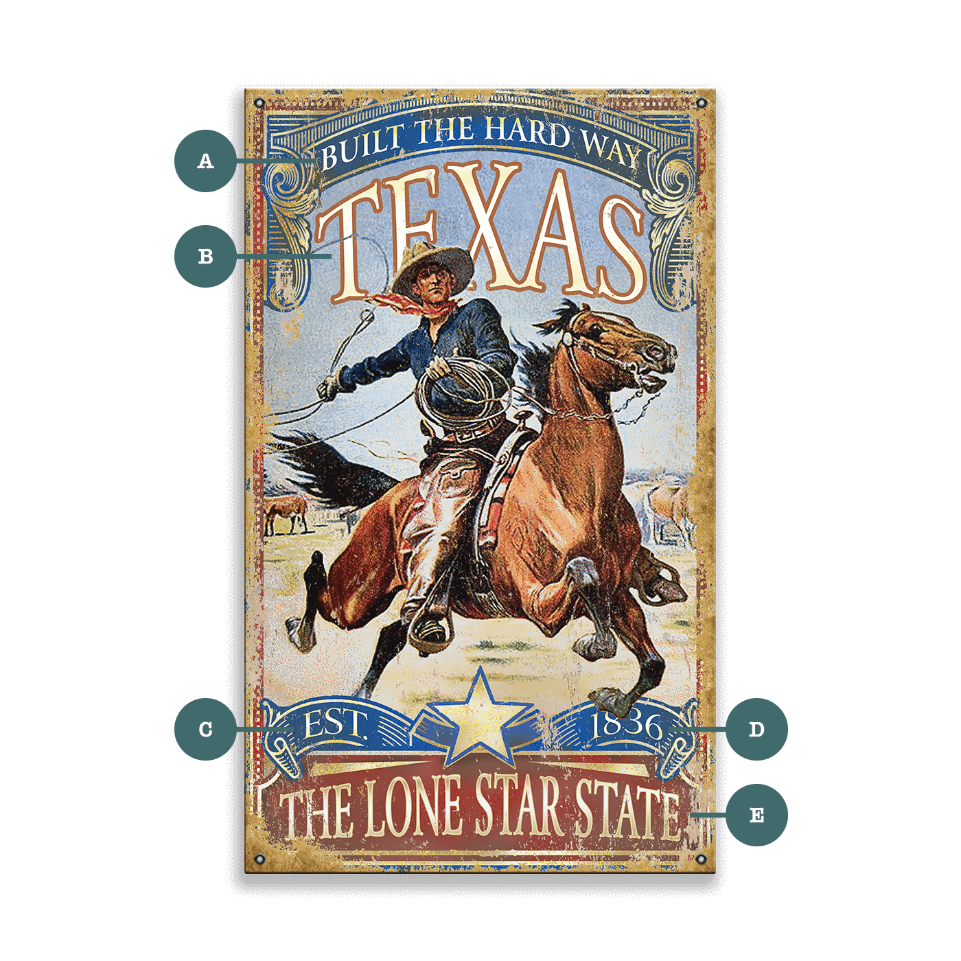 Lone Star State Cowboy - Wood & Metal Wall Art