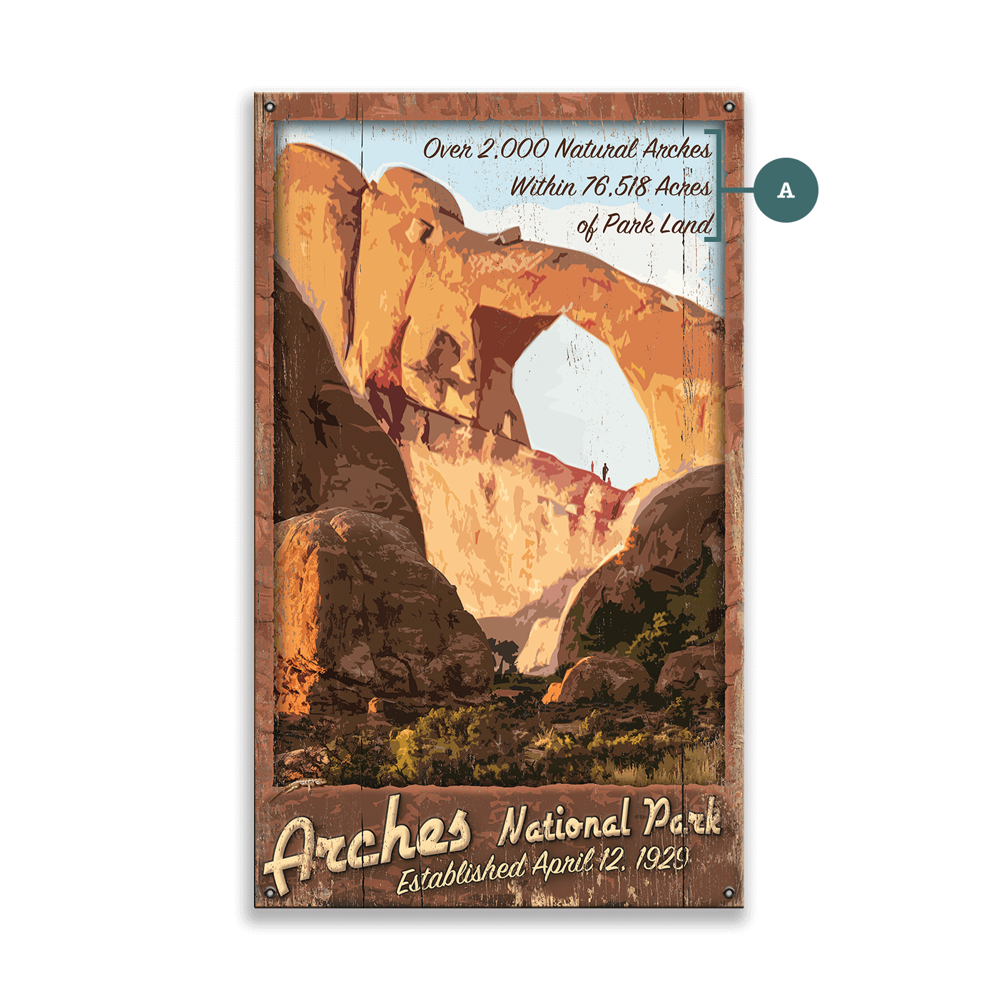 Arches National Park: Historic 1929 Edition - Wood & Metal Wall Art