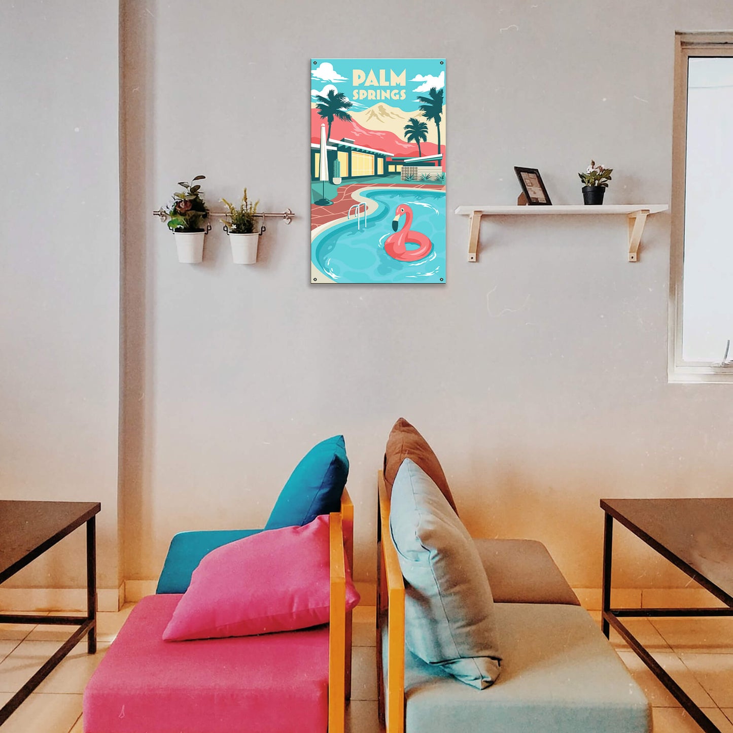 Palm Springs Pool: Clean - Wood & Metal Wall Art