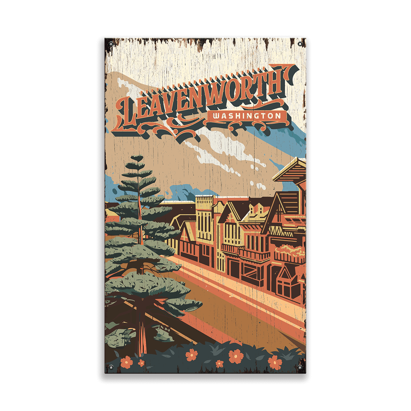 Leavenworth, Washington: Distressed Finish - Wood & Metal Wall Art