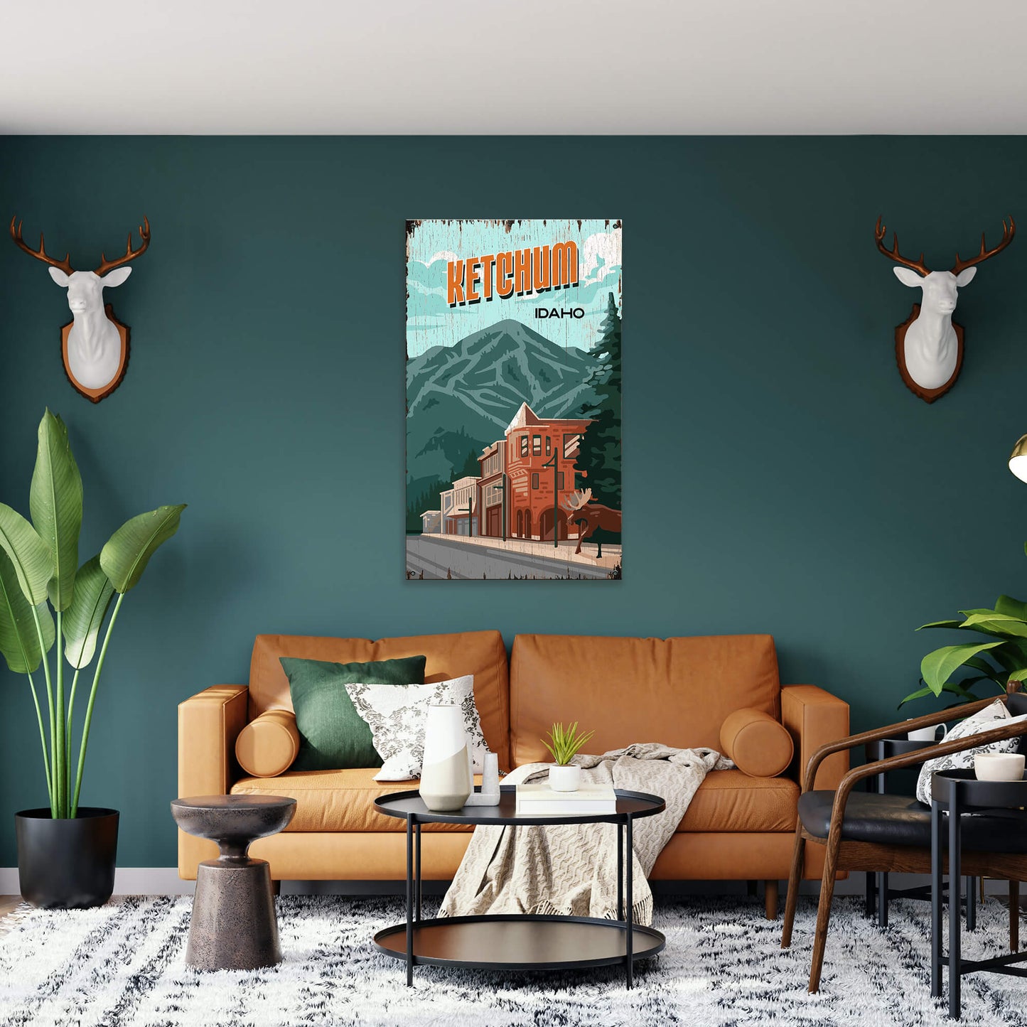 Ketchum & Bald Mountain: Distressed Finish - Wood & Metal Wall Art