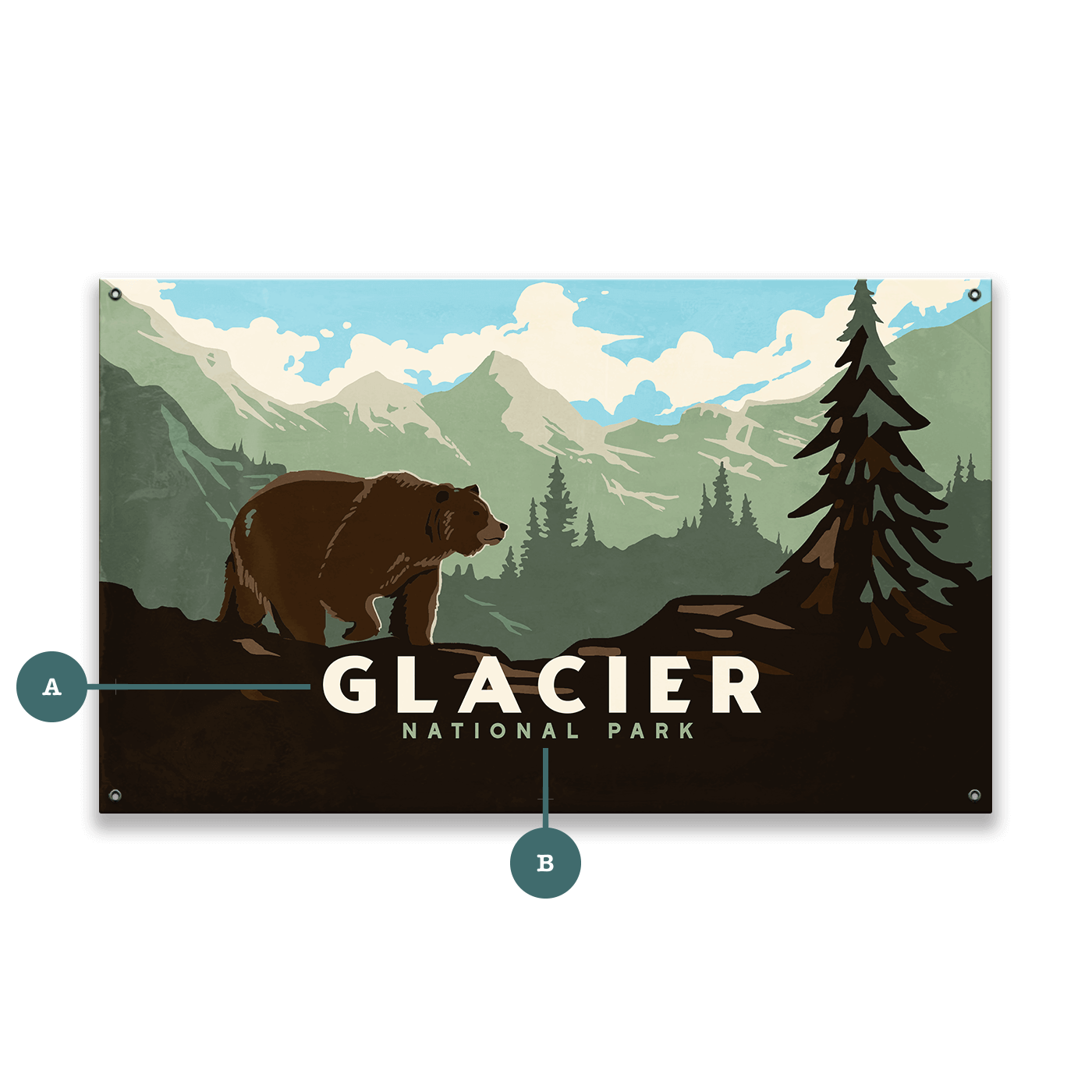 Grizzly at Glacier: Smooth Version - Wood & Metal Wall Art
