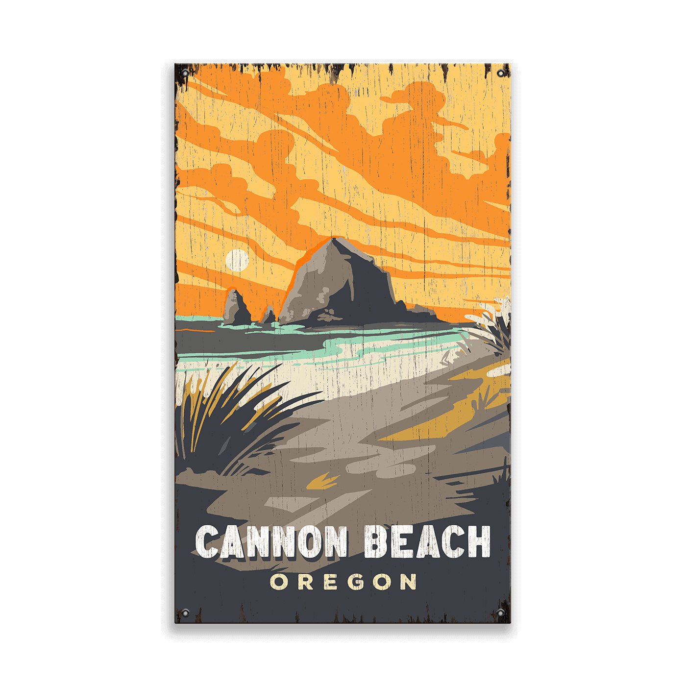 Cannon Beach Sunset - Wood & Metal Wall Art
