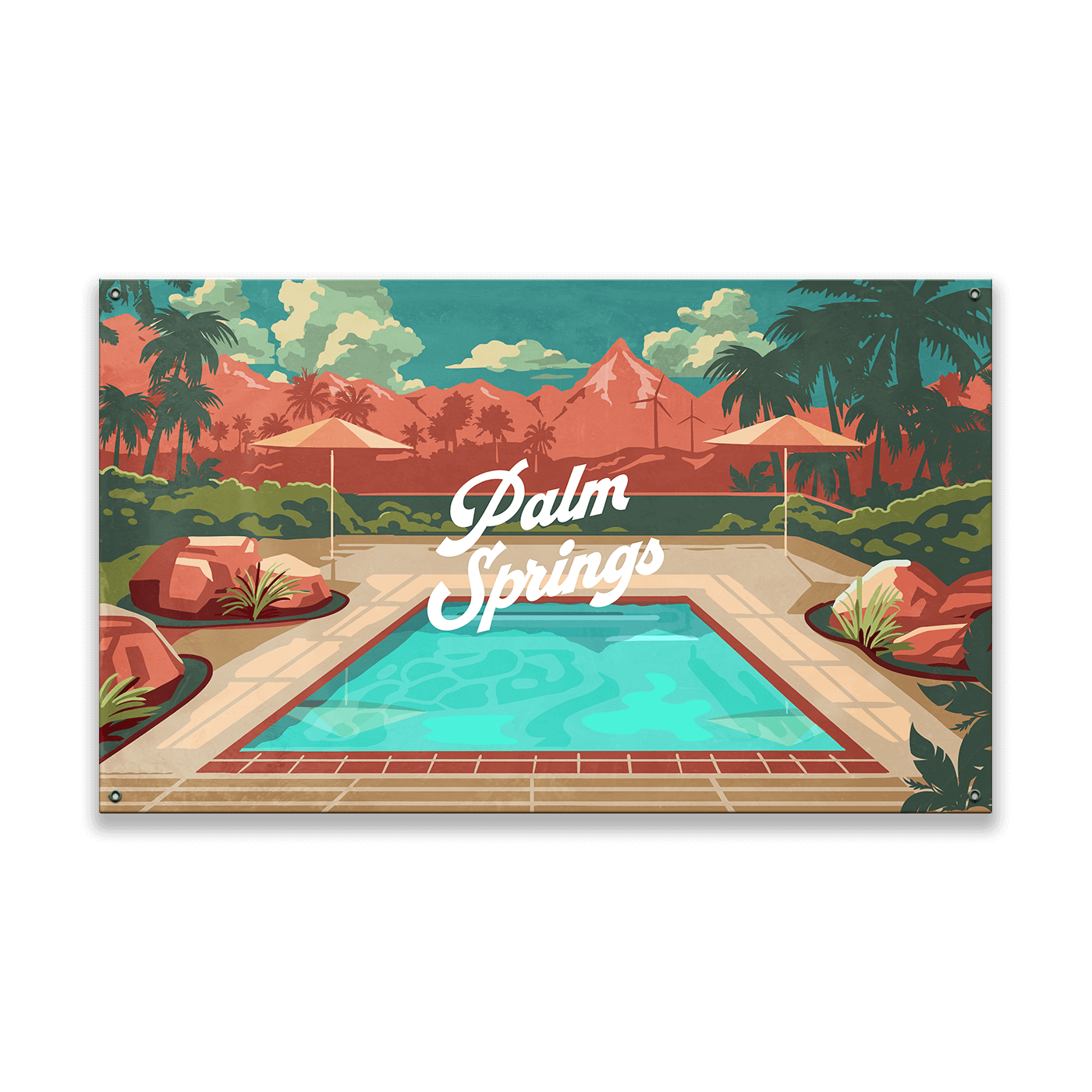 Palm Springs Mountain View: Smooth Finish - Wood & Metal Wall Art