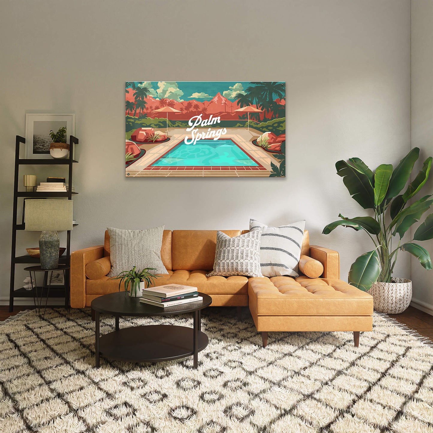 Palm Springs Mountain View: Smooth Finish - Wood & Metal Wall Art