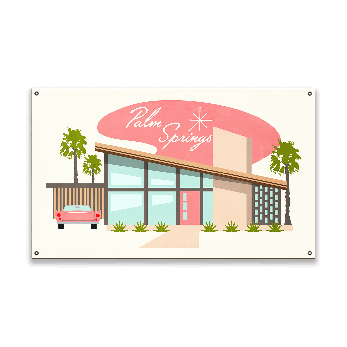 Palm Springs: Mid Century Modern Home Sign - Wood & Metal Wall Art