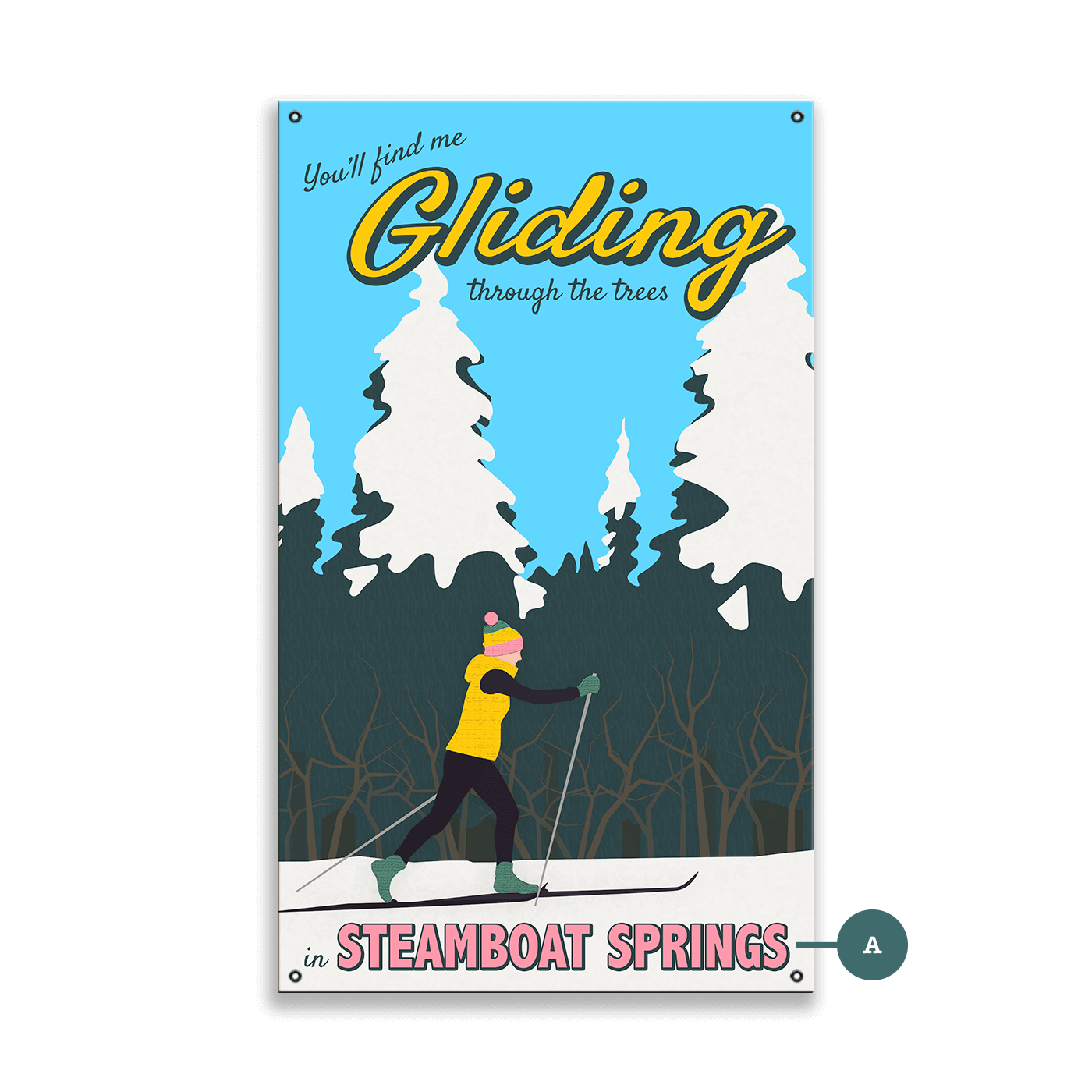 Gliding Through the Trees Ski Sign- Wood & Metal Wall Art