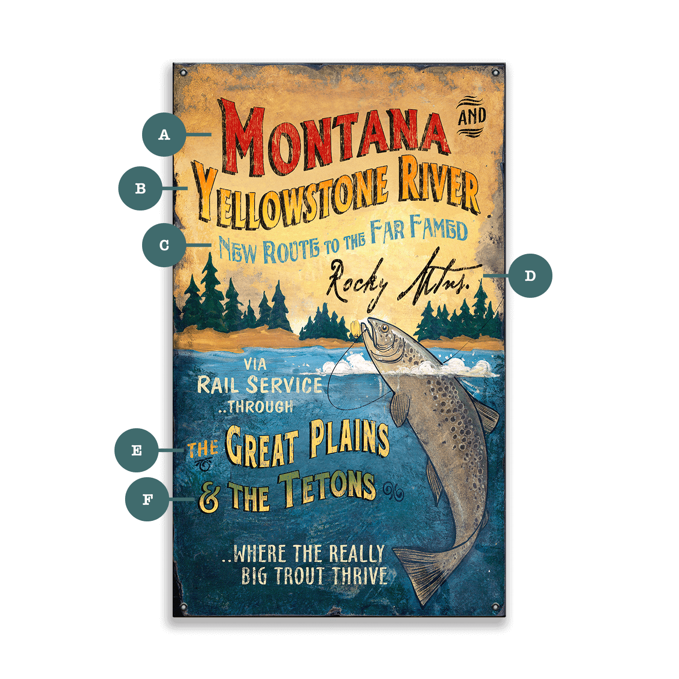 Montana and the Yellowstone River - Wood & Metal Wall Art
