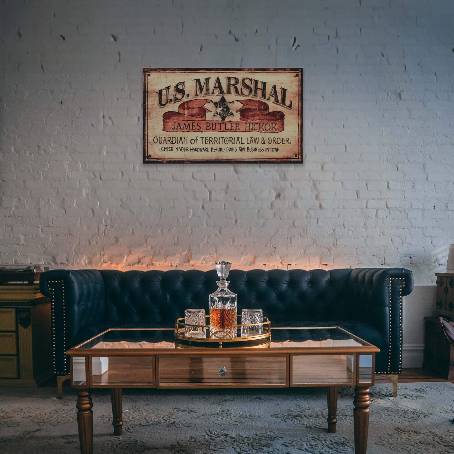 Personalized U.S. Marshal Western Sign - Wood & Metal Wall Art