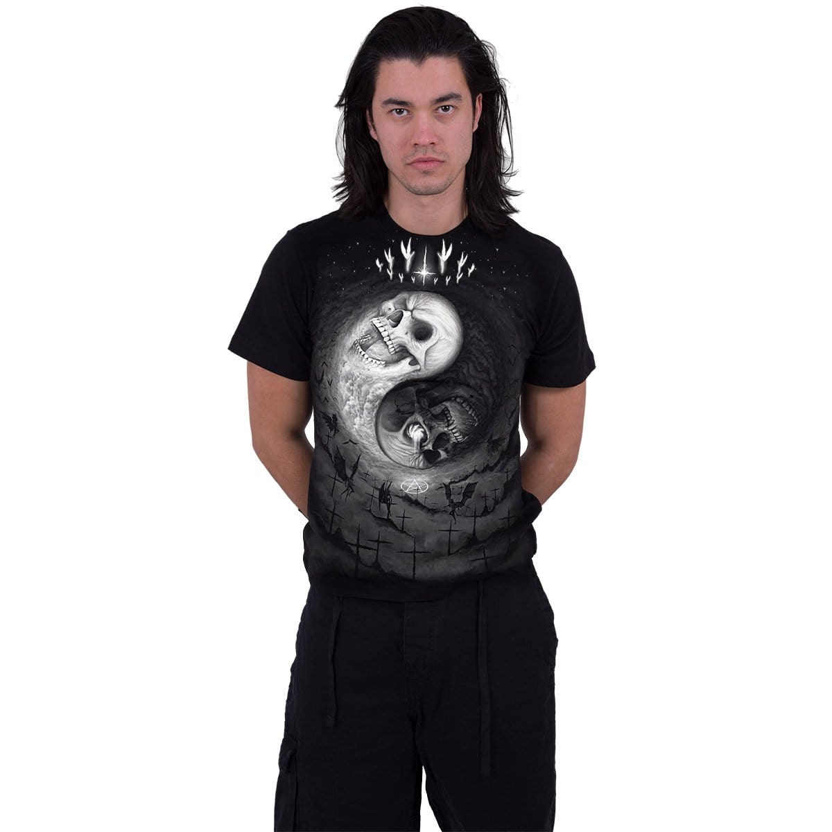 YIN YANG SKULLS - T-Shirt Black