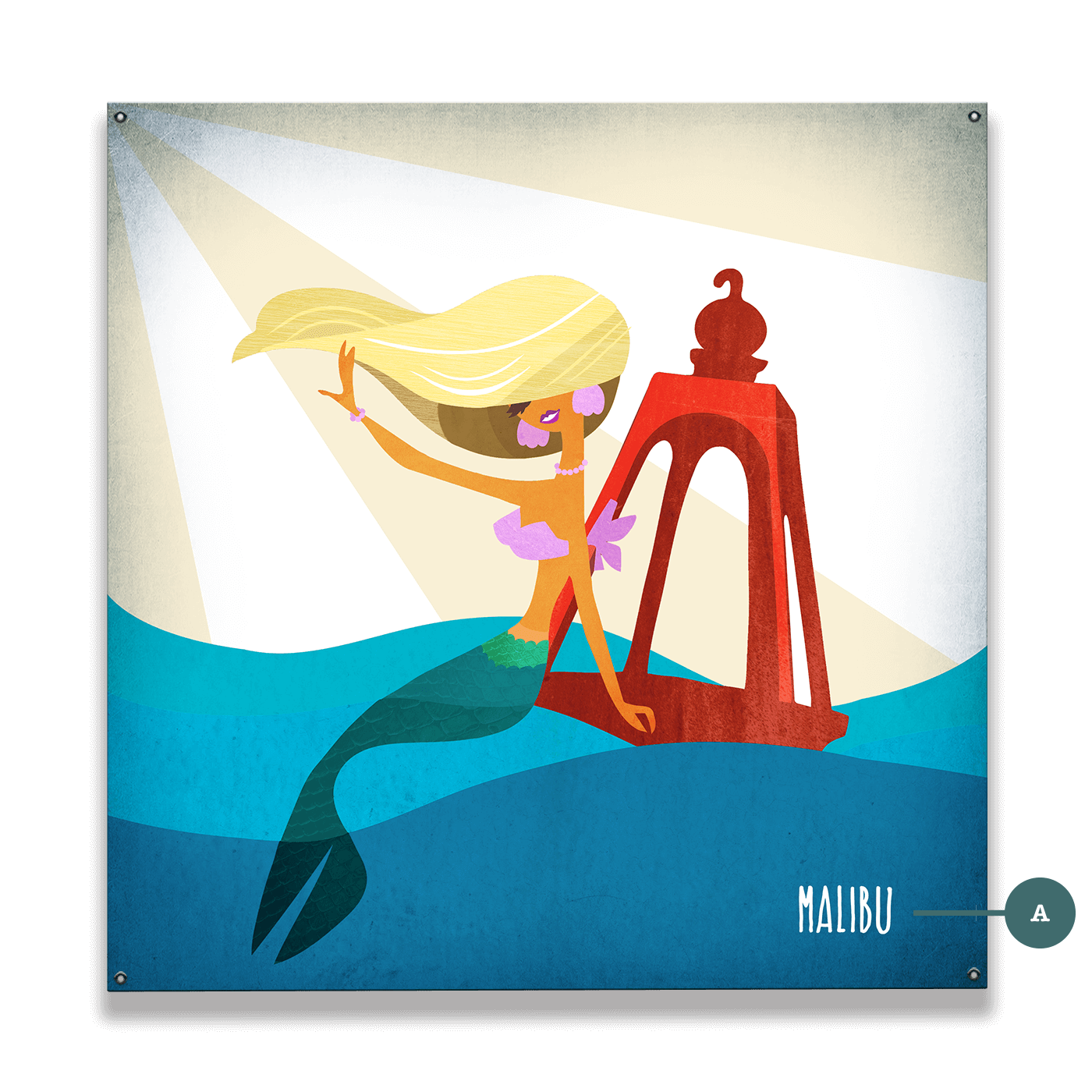 Mermaid's Beacon: Square - Wood & Metal Wall Art