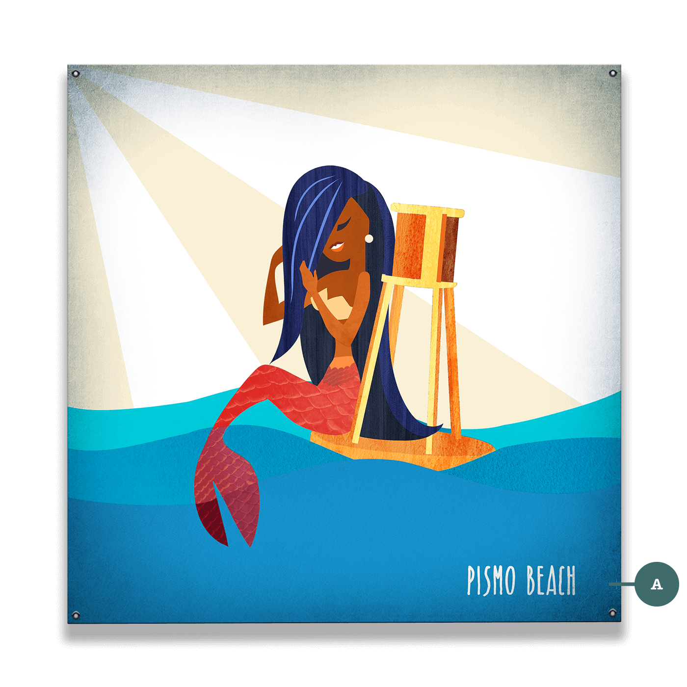 Mermaid's Watch: Square - Wood & Metal Wall Art