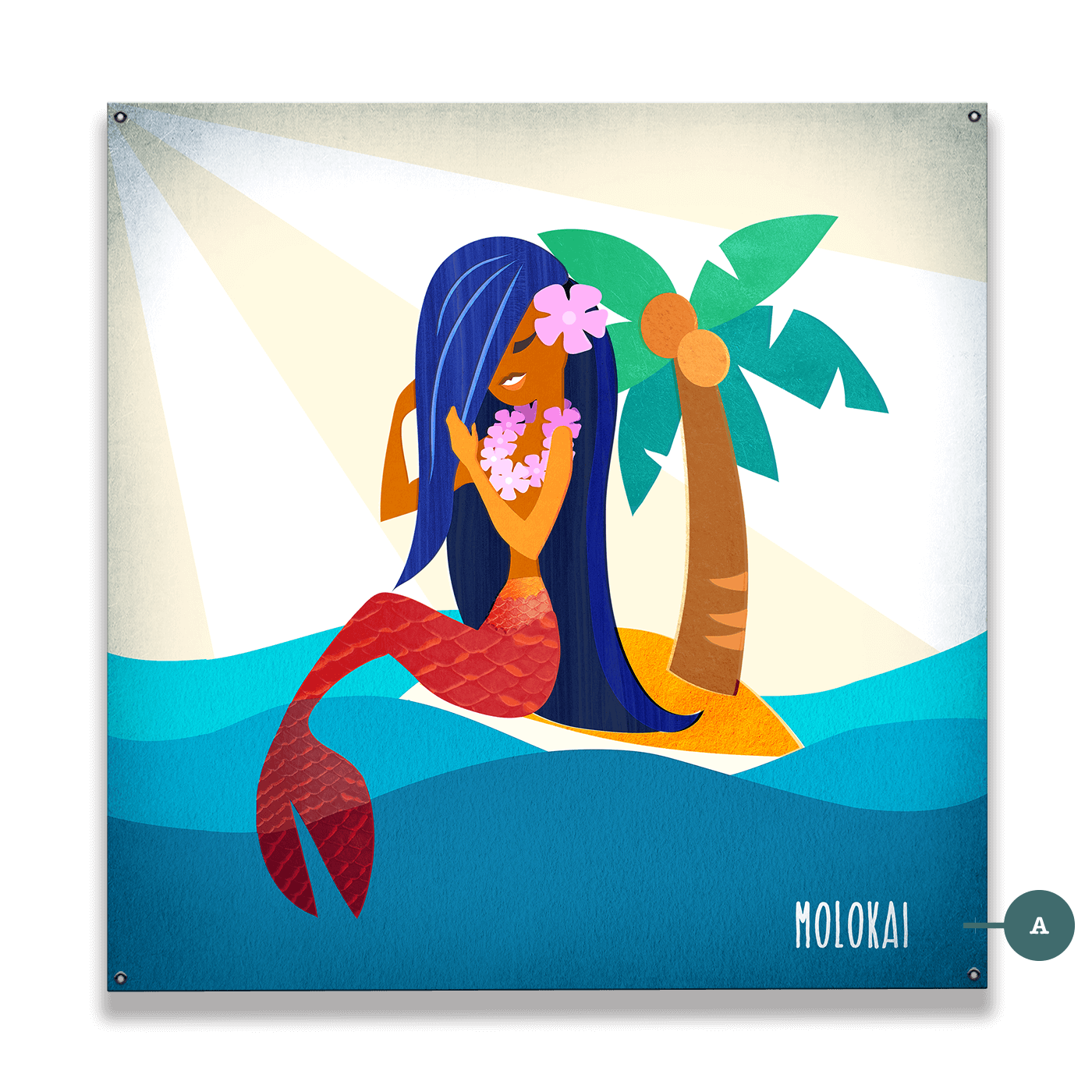 Mermaid's Retreat: Square - Wood & Metal Wall Art