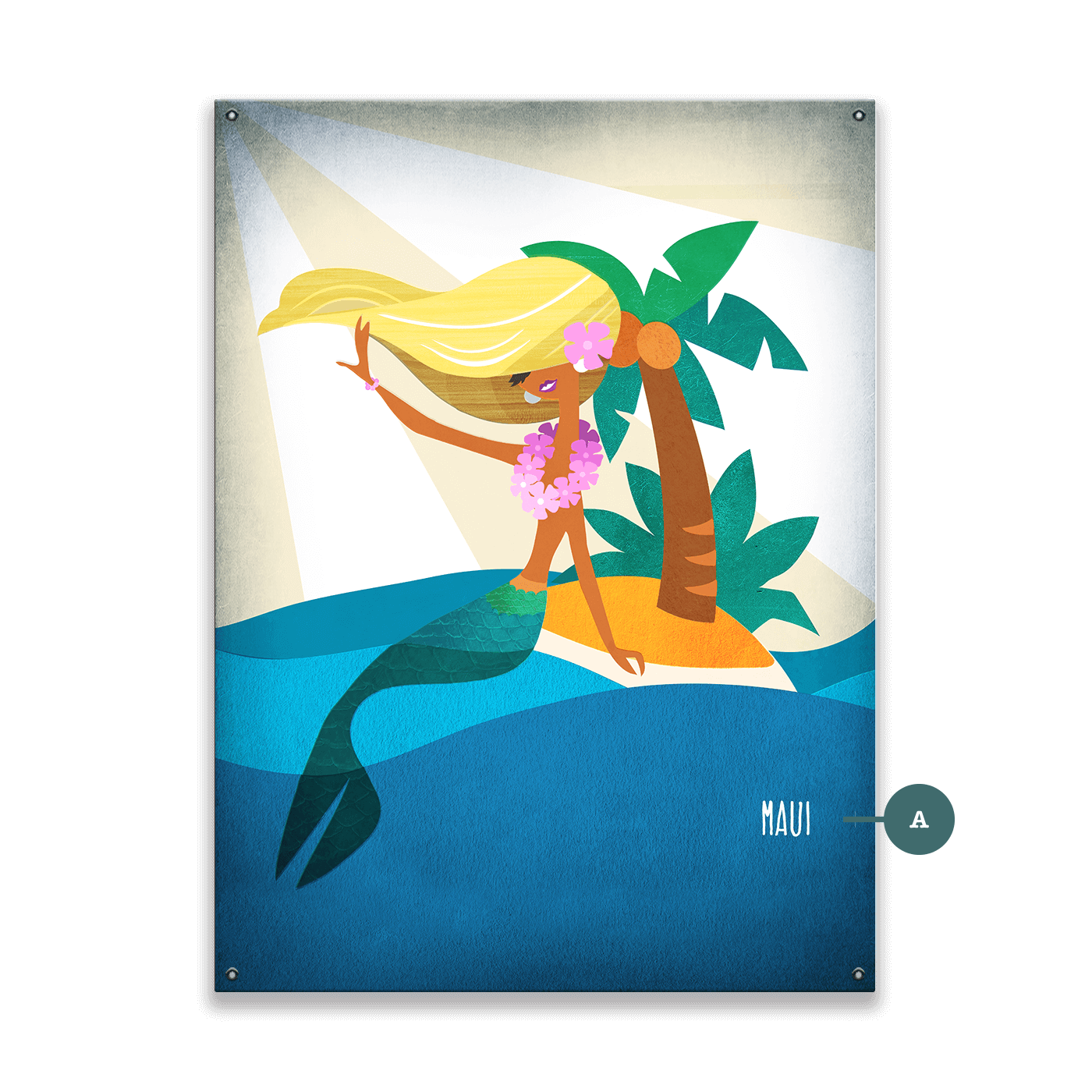 Mermaid's Paradise: Portrait - Wood & Metal Wall Art