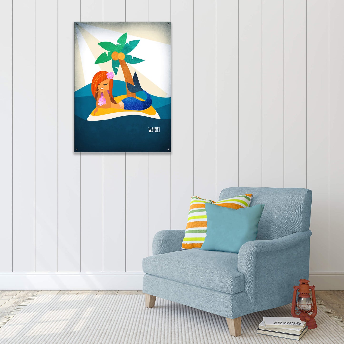 Mermaid's Haven: Portrait - Wood & Metal Wall Art