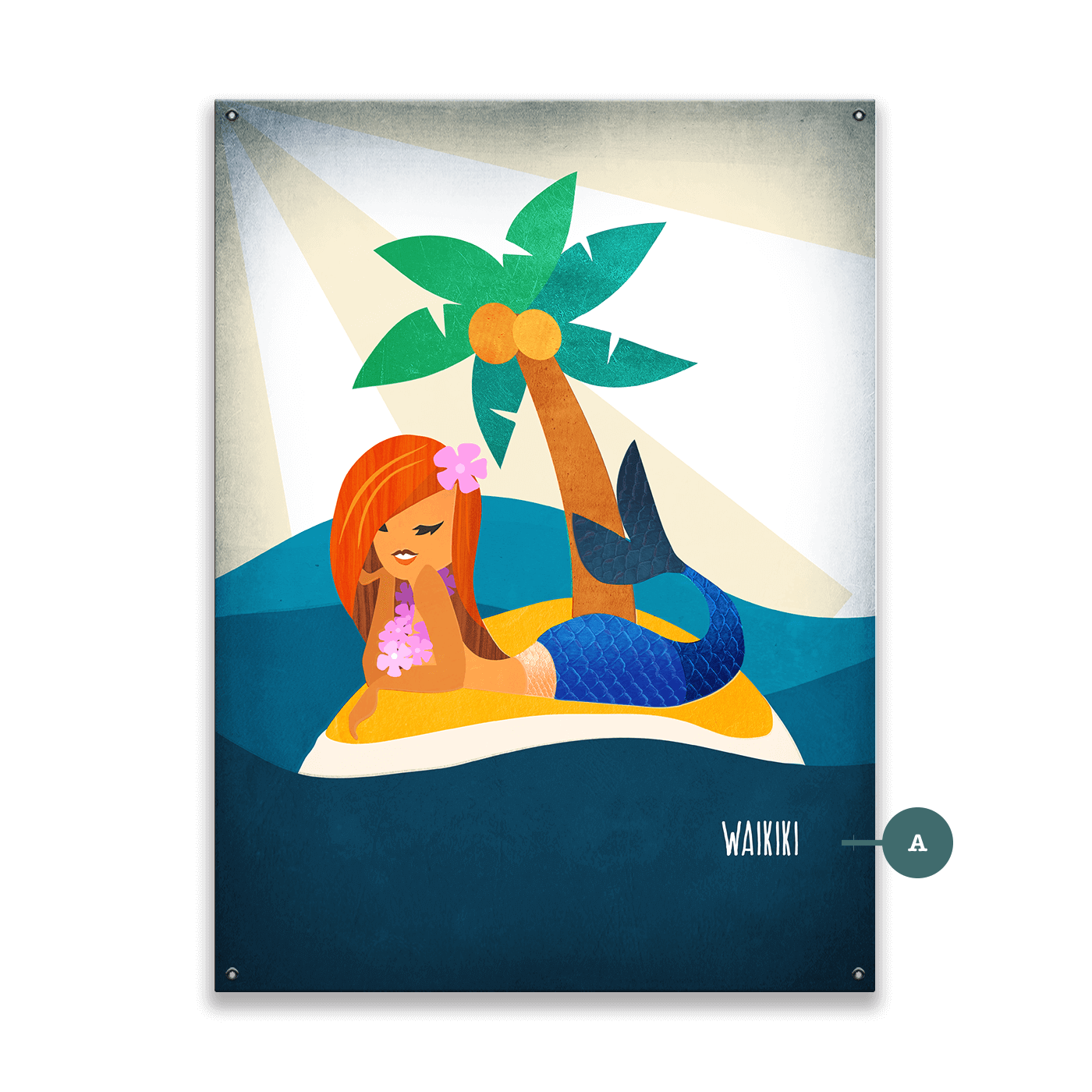 Mermaid's Haven: Portrait - Wood & Metal Wall Art