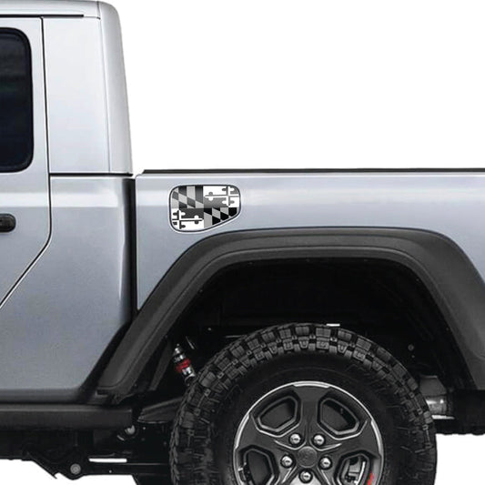 Maryland State Flag Greyscale Gas Cap Decal for JT or Gladiator