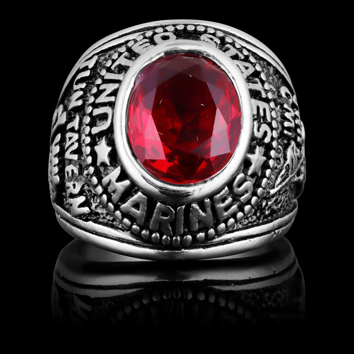 United States Military Red Stone Marine Corp Ring