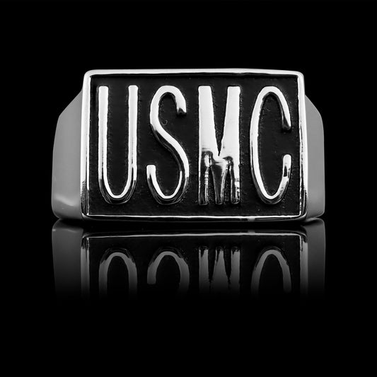 Stainless Steel "USMC" Women's Signet Ring