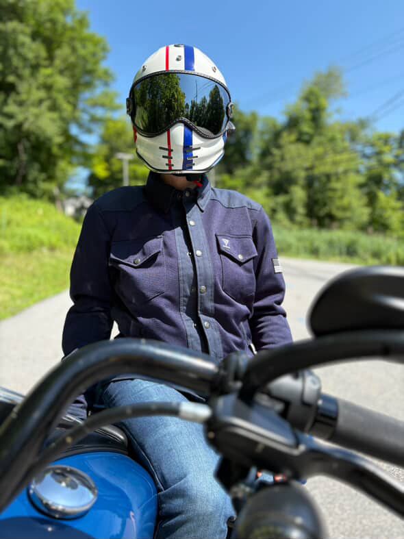 Protective Summer Mesh Shirt for Women - Navy Blue Solid with Pads