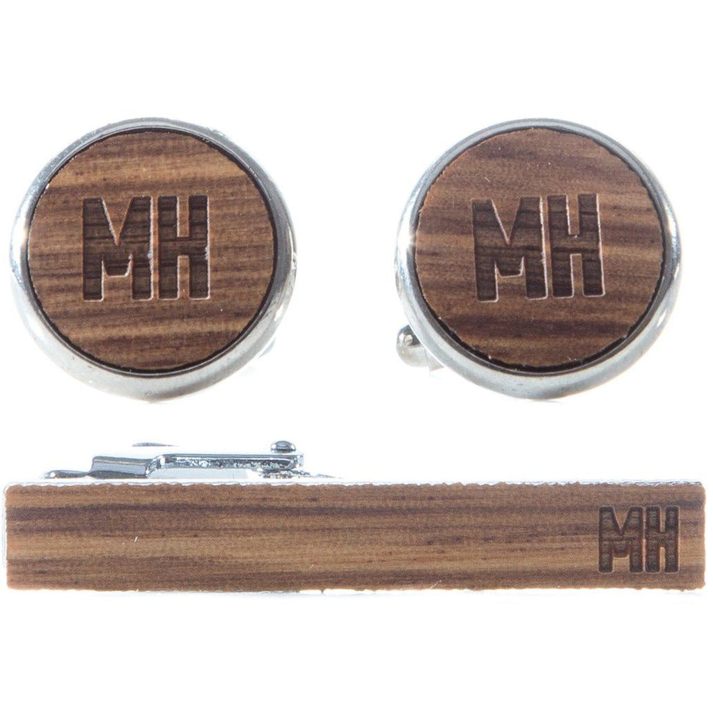 Cufflink & Tie Bar Set - Zebrawood
