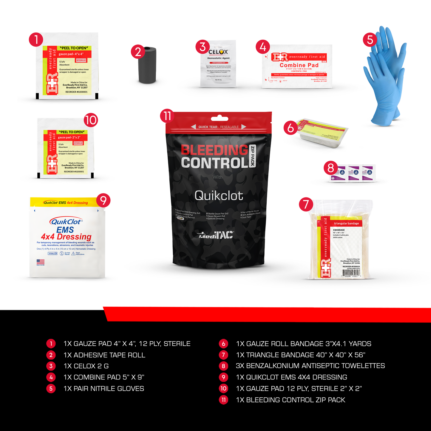 Bleeding Control Zip Pack with QuickClot & CELOX