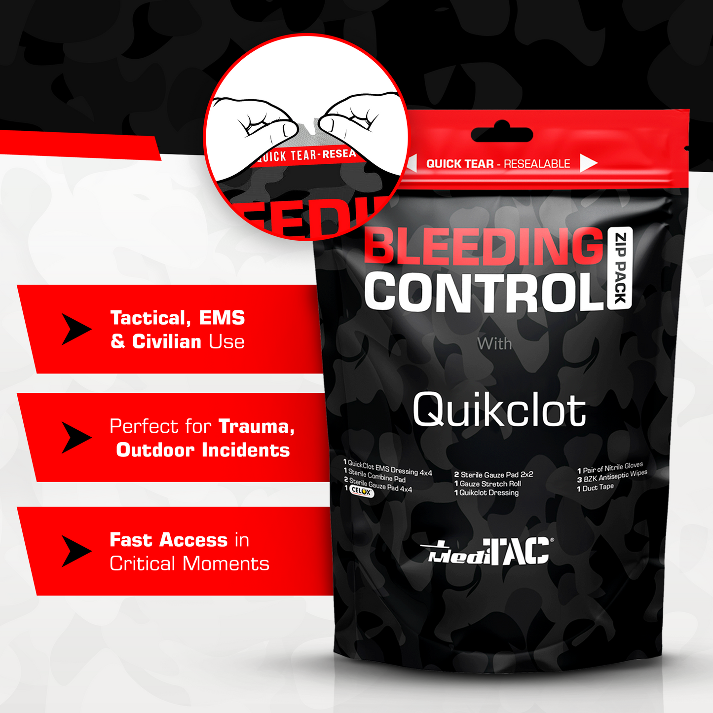 Bleeding Control Zip Pack with QuickClot & CELOX