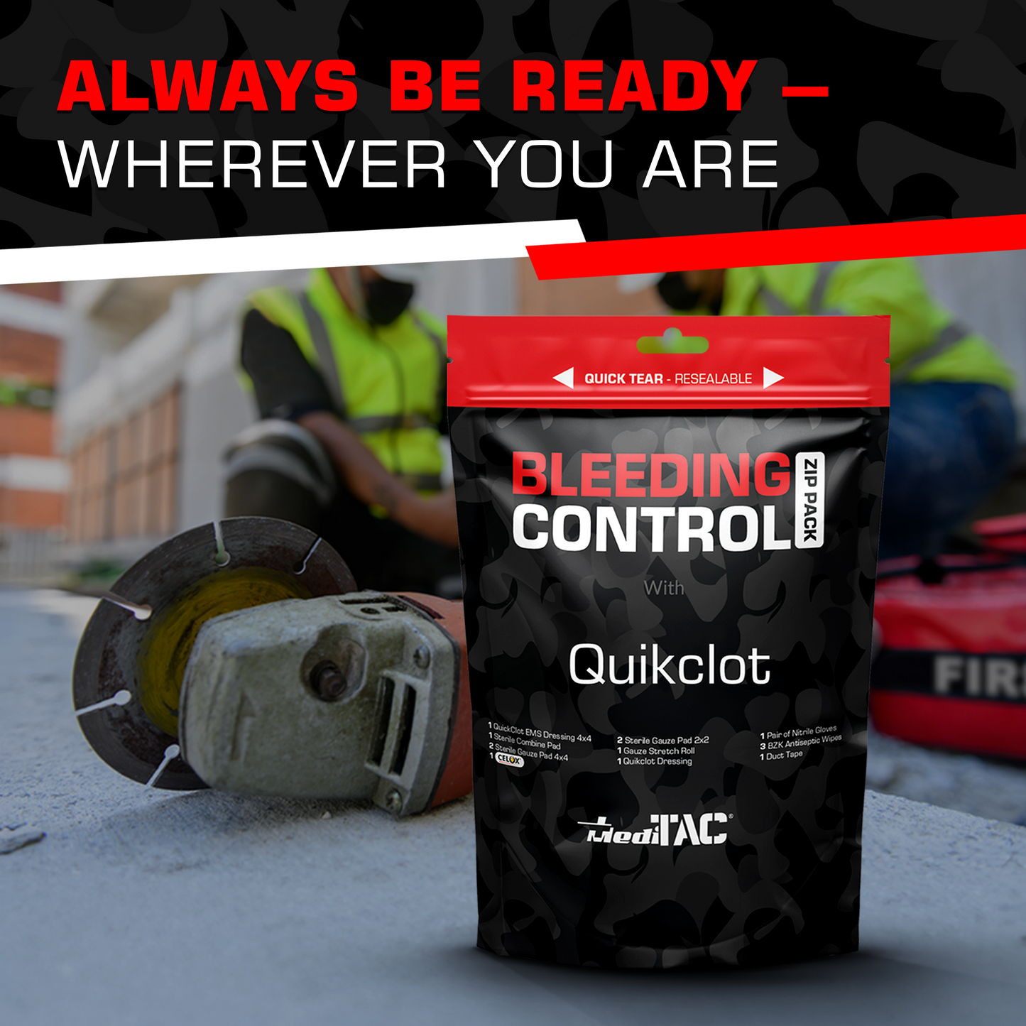 Bleeding Control Zip Pack with QuickClot & CELOX