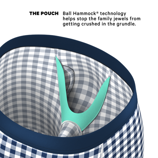 The Mad For Plaid | Navy Gingham Long Leg Ball Hammock® Pouch Underwear With Fly