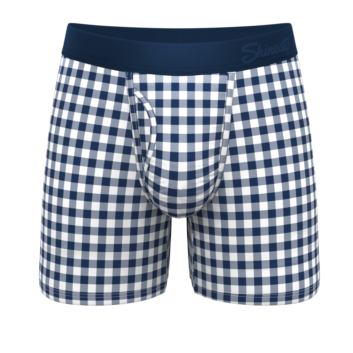 The Mad For Plaid | Navy Gingham Ball Hammock® Pouch Underwear With Fly