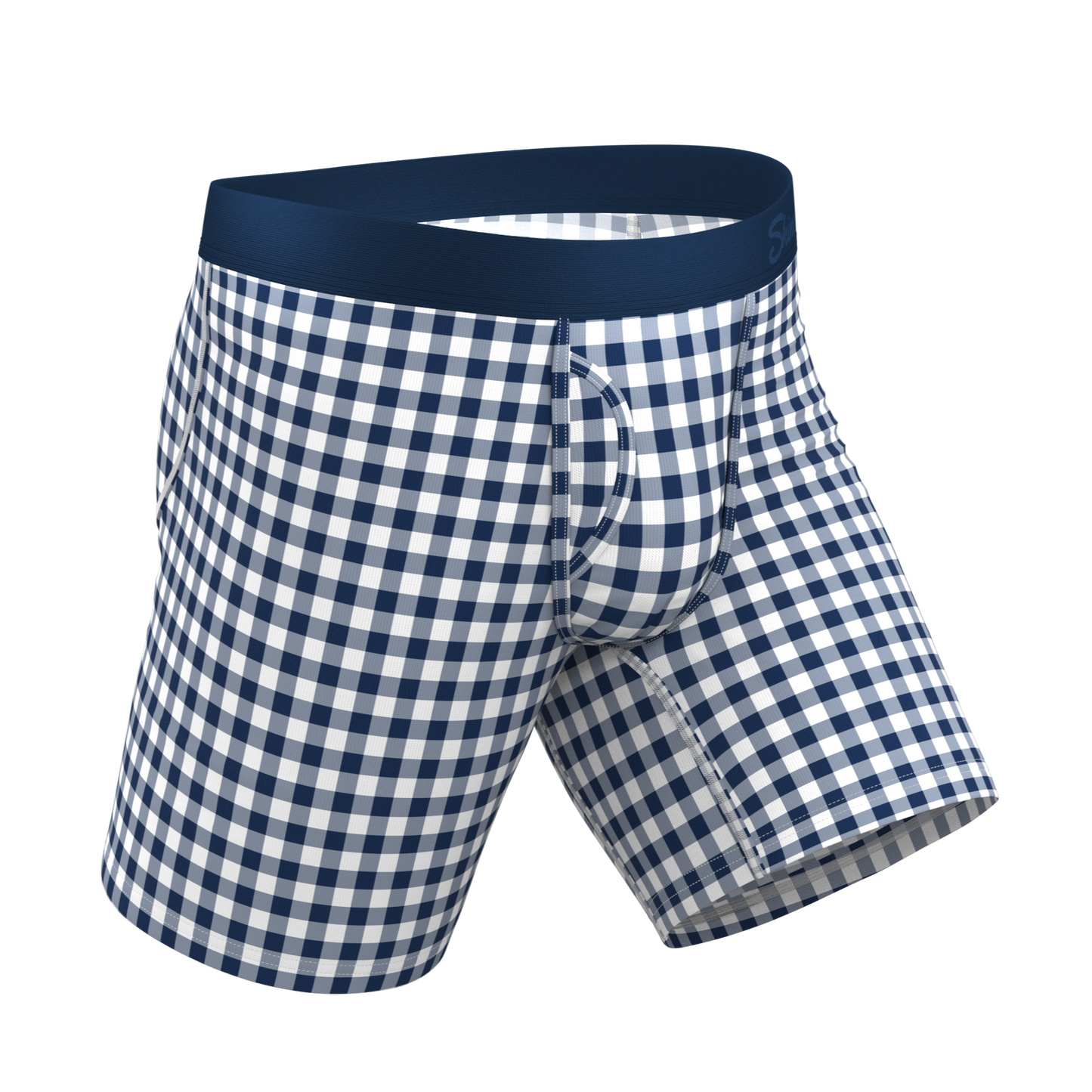 The Mad For Plaid | Navy Gingham Long Leg Ball Hammock® Pouch Underwear With Fly
