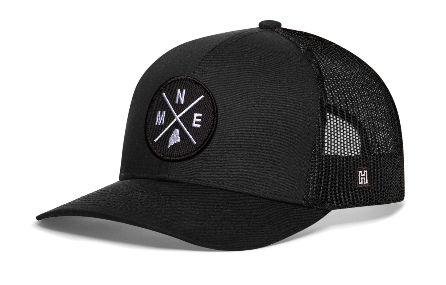 Maine Trucker Hat  |  Black MNE X Snapback