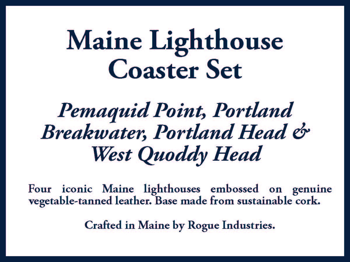 Leather Coasters with Maine Lighthouses Embossing