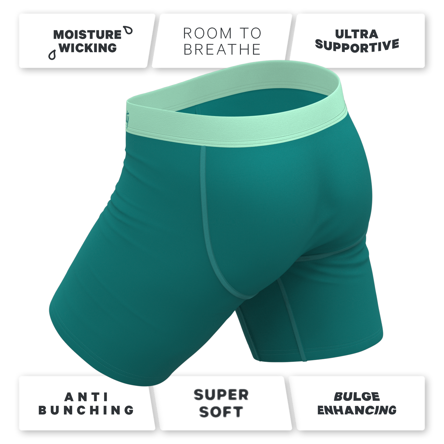 The Maldives | Teal Long Leg Ball Hammock® Pouch Underwear With Fly