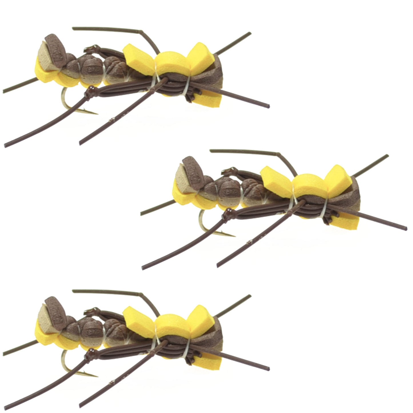 3 Pack Mantis BLT Foam Body Grasshopper Fly - Hook Size 10