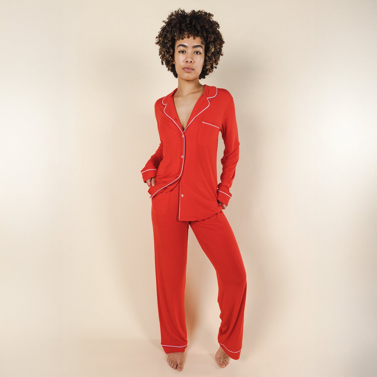 The Maraschino | Flame Scarlet Red SleepDeep™ Women’s Long Sleeve Pajama Set
