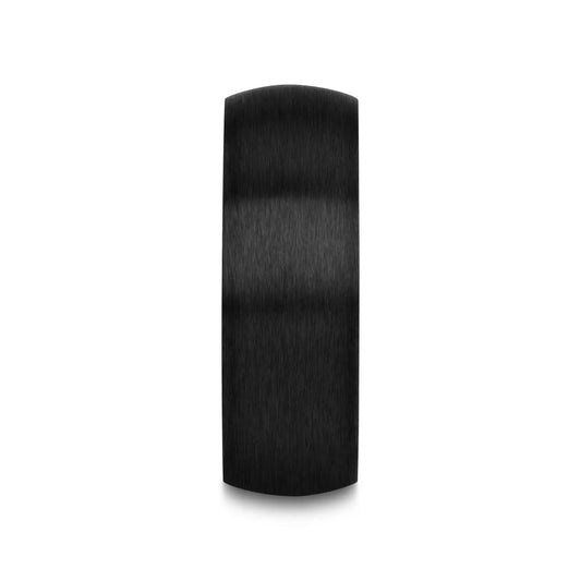 MARAUDER Domed Brushed Finish Black Titanium Men’s Wedding Band - 6mm & 8mm