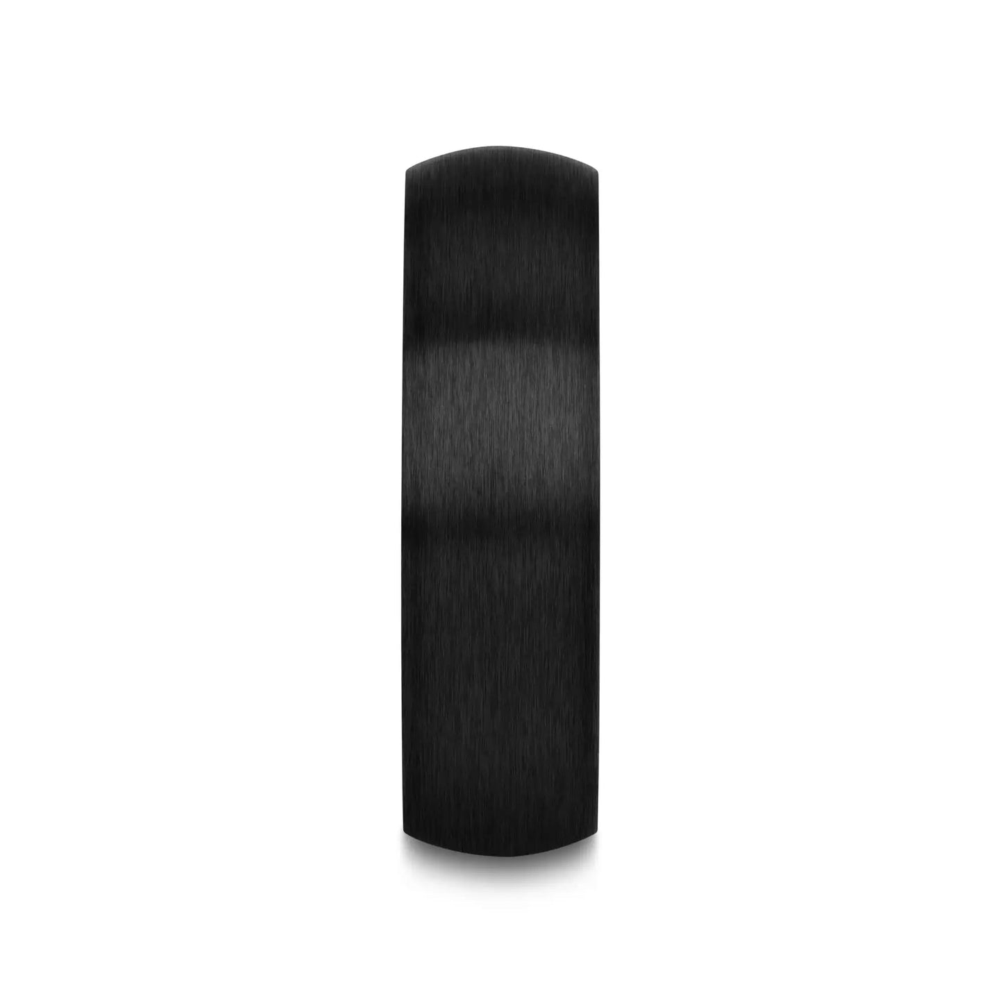 MARAUDER Domed Brushed Finish Black Titanium Men’s Wedding Band - 6mm & 8mm