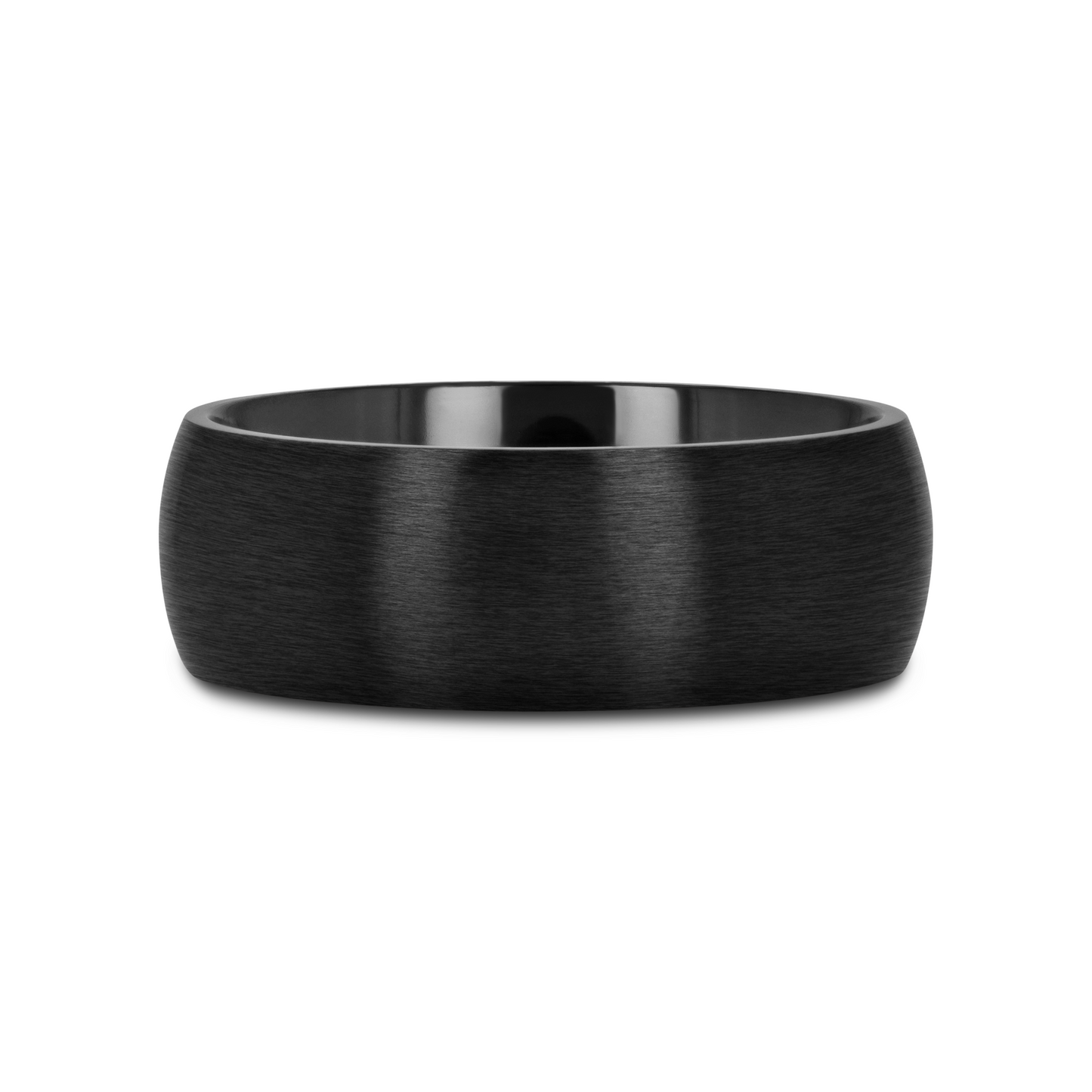 MARAUDER Domed Brushed Finish Black Titanium Men’s Wedding Band - 6mm & 8mm