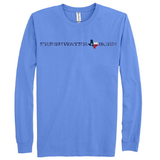 Texas Freshwater Born Linear Logo Men's Cotton Long Sleeve Shirt