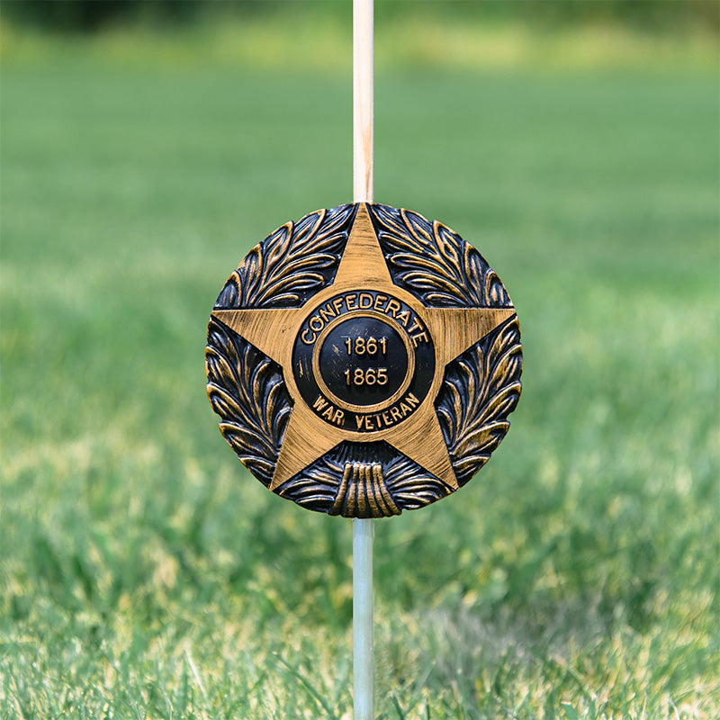 Confederate War Veteran Grave Marker & Flag Holder with Aluminum Ground Spike | Made in USA