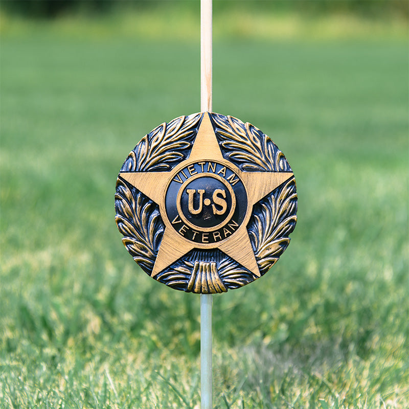 Vietnam Veteran Grave Marker & Flag Holder with Aluminum Ground Spike | Made in USA