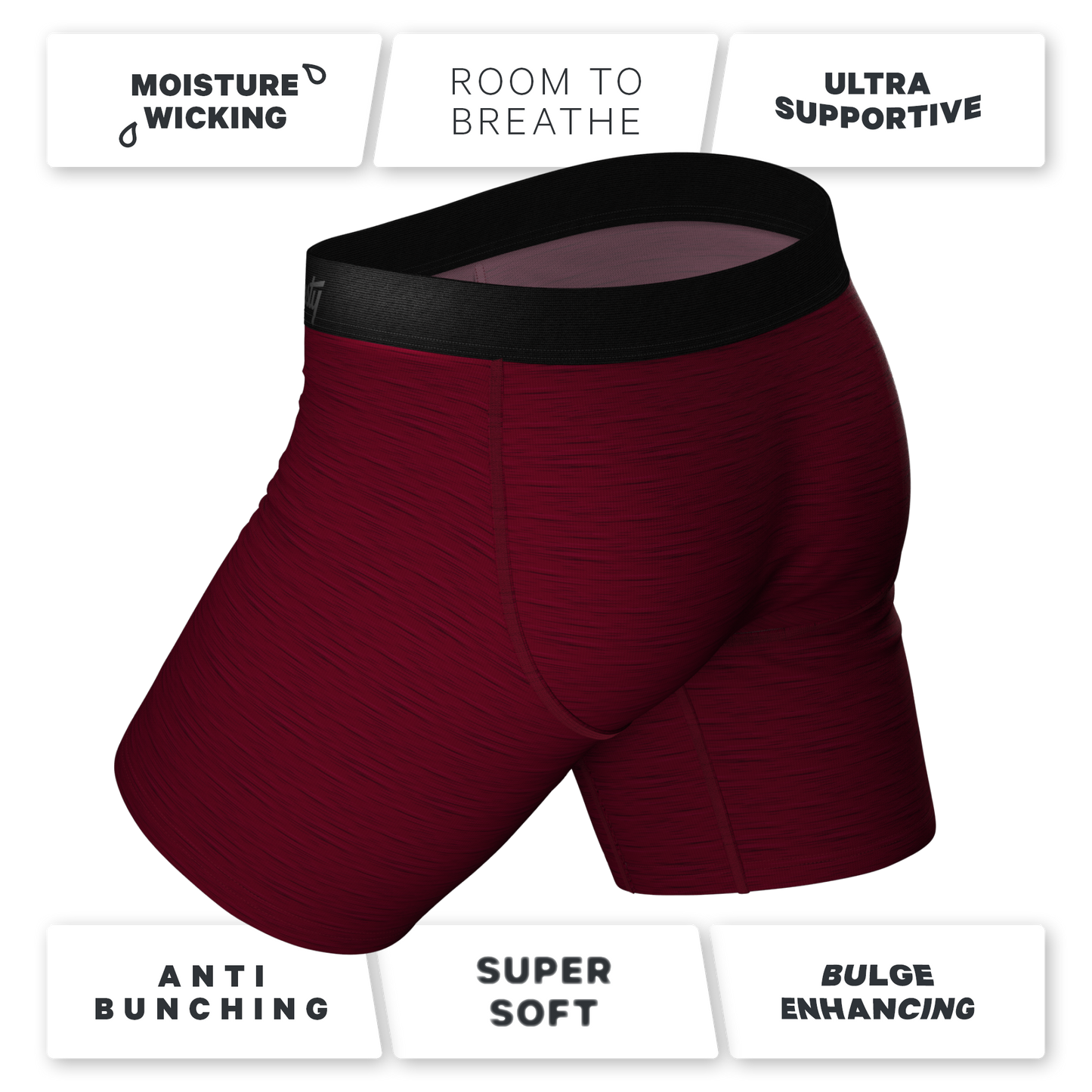 The Mars Landing | Red Space Dye Long Leg Ball Hammock® Pouch Underwear With Fly
