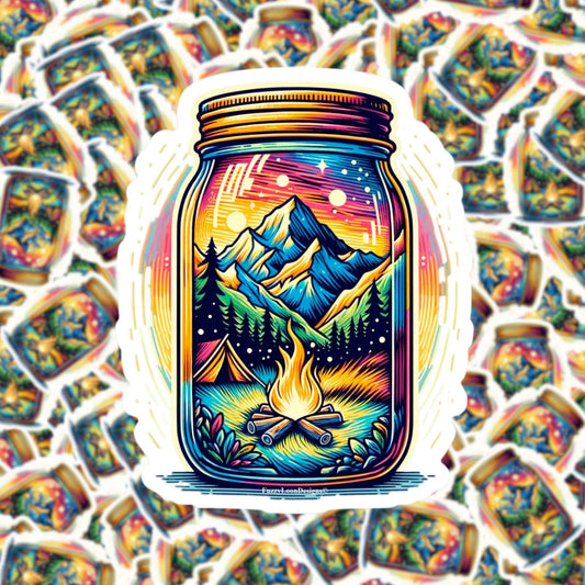 Mason Jar Camping Sticker