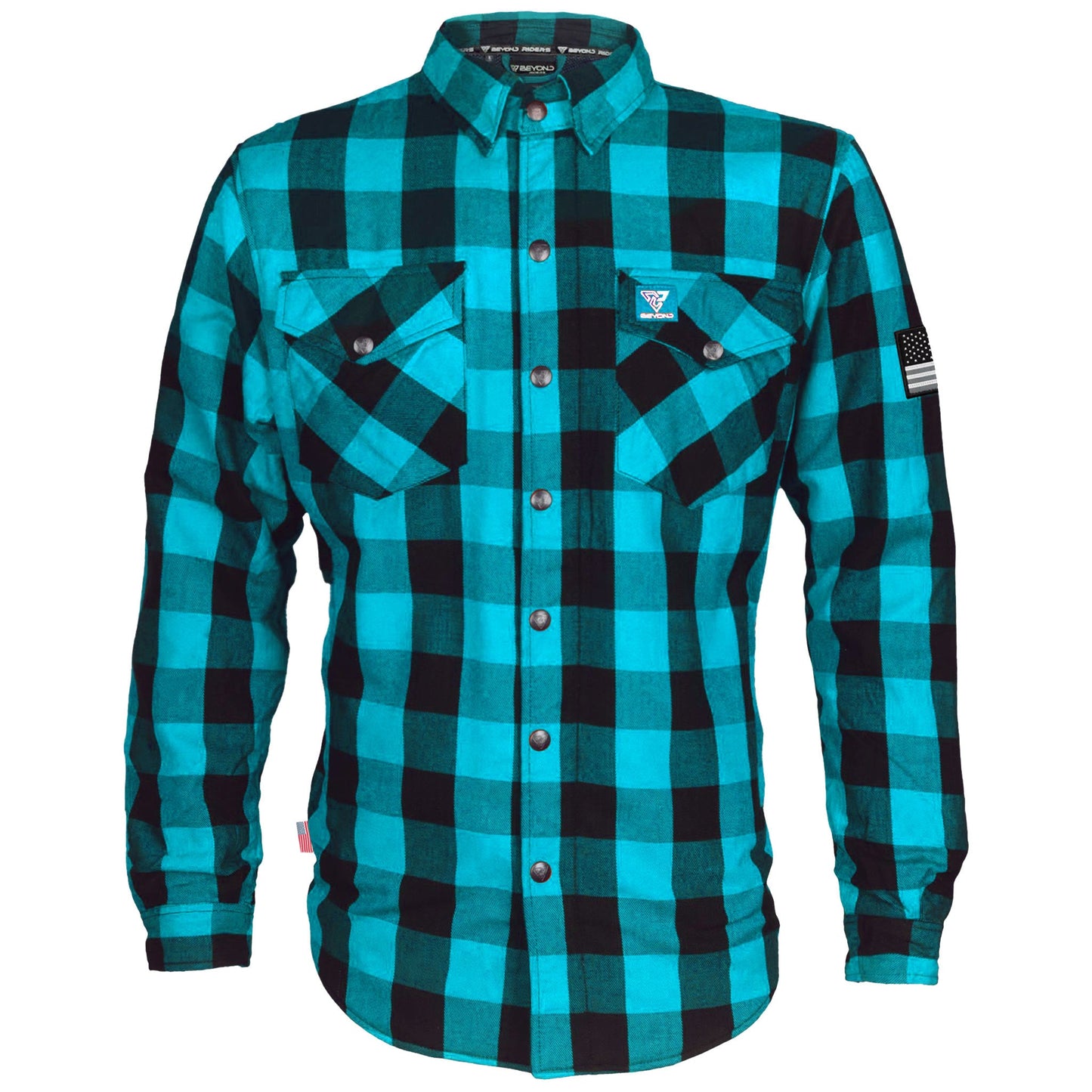 Protective Flannel Shirt - Aqua Blue Checkered